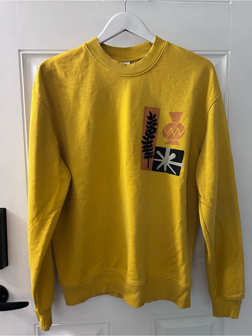 Bershka Mustard Yellow Graphic Crewneck Sweatshirt